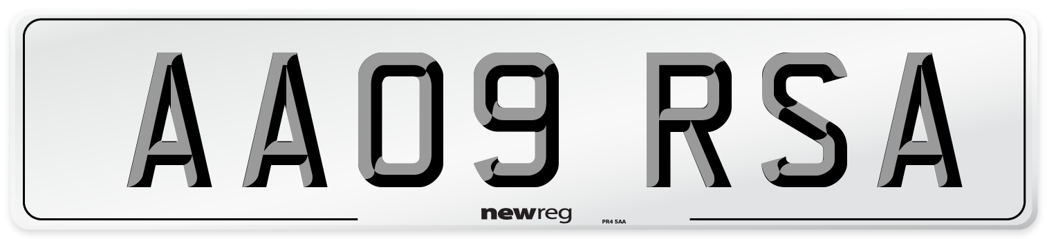 AA09 RSA Number Plate from New Reg